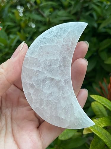 Platos de carga de selenita en forma de luna, pack triple miniatura 6