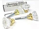 Rousso's Reproduction 0019-PB Fluted Crystal Glass Vintage Door Knobs with Our Secure Set Screws and