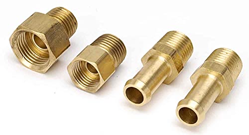 JEGS Fuel Pump Fitting Kit | 4-Piece | Made In USA | Includes 1/4 NPT Male x 5/16 IF Female Adapter, 1/4 NPT Male x 3/8 IF Female Adapter, (2) 1/4 NPT Male x 3/8 Hose Barbs