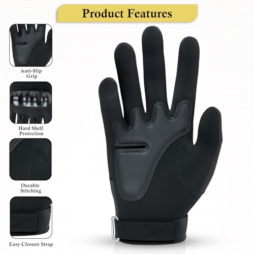 Image of Pivalo Full Finger Bike Riding Gloves with Strong Protective Shells Anti-Skid Surface Breathable Material Glove for Motorcycle Cycling Climbing Mountaineering (Black, XL)
