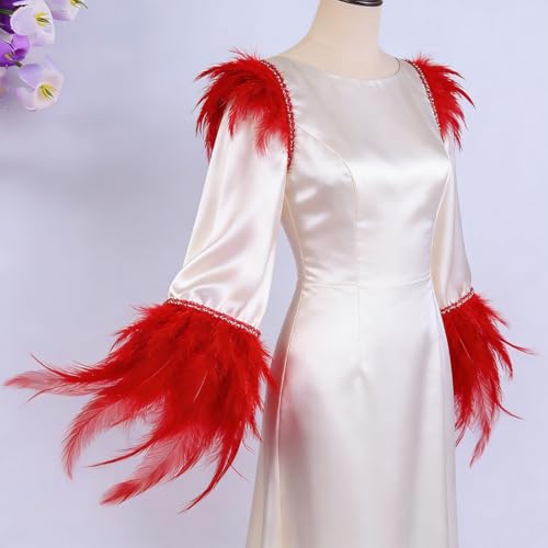 Fesnova 100 Stück Rote Federn, 8-15cm Natürliche Flauschige Federn, für Bastelarbeiten, Traumfänger, Kopfschmuck, Schmuckdekoration, Hochzeit Dekoration, DIY Handwerk