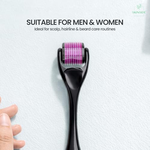SKINSIDE Derma Roller for Hair & Beard Growth | 540 x Titanium Microneedles Roller for Hair | For Men & Women | With Protective Case & Sanitizer 30ml (1.00 mm) - Image 3 thumbnail