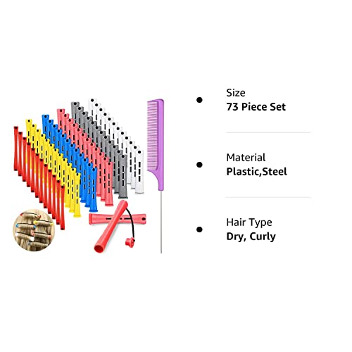 72 Pieces Hair Perm Rods Set Short Plastic Perming Rods Cold Wave Rods 6 Sizes Hair Curling Rollers Hairdressing Tools With Tail Comb Steel Pintail Hair Comb For Hairdressing Hair Styling #TOP7