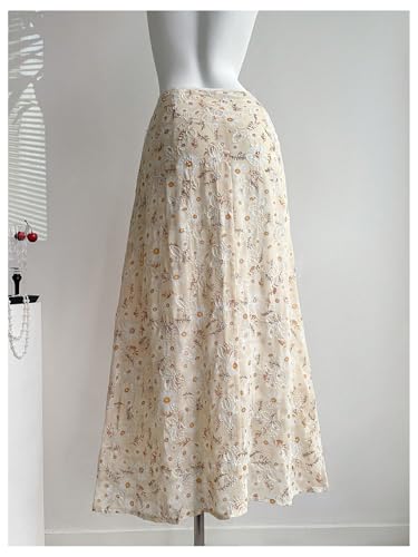 SOLY HUX Women's Floral Maxi Skirt Boho Embroidered Low Rise Flowy Vacation Skirts2