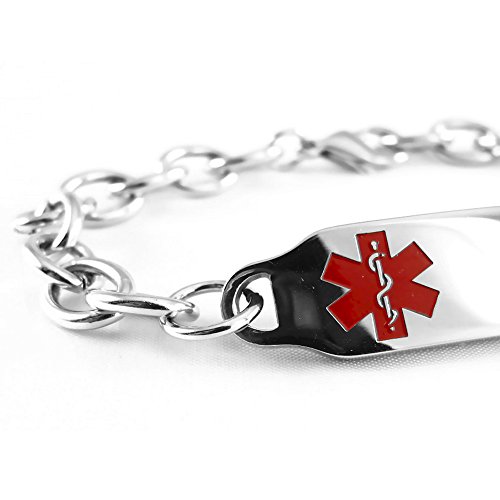 Pre-Engraved & Customized Diabetes Type II Medical Bracelet, Wallet Card Incld, Red Symbol4