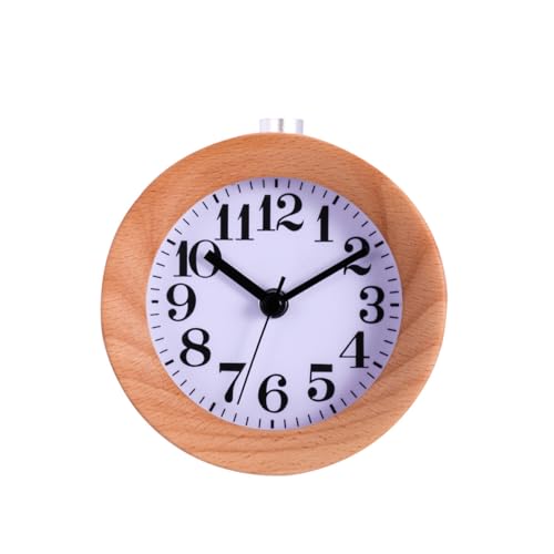 HYTROVE 木製置き時計 静音トラベルアラームクロック 夜光付き クラシックデザイン 省エネ電池式 オフィス寝室用シンプル卓上時計 贈り物に