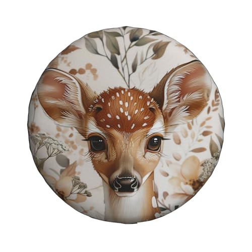 Image of Deer Spare Tire Cover Wheel Protectors Weatherproof Deer Pattern Wheel Covers Universal Fit for Trailer RV SUV Truck Camper Travel Trailers Accessories 15 Inch