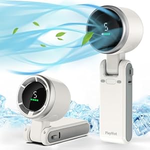 Portable Handheld Turbo Fan, PlayHot 5 Gear Wind Hand Fan, 5000mAh Battery Personal Fans Portable Rechargeable, 20 Hours Pocket Fan, 3 IN 1 Hand Held Fan, Portable Fan for Travel/Outdoor/Indoor(White)