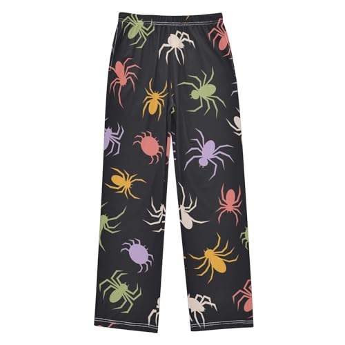Colorful Spiders Boys Pants Boys Athletic Pants Long Pant for Boywith Pockets Wide-Leg Size 6-14Y