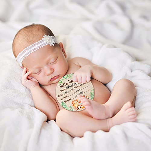 R Horse Baby Birth Announcement Sign With Marker Pen Double-Sided Cartoon Animal Pattern Newborn Announcement Sign Personalized Wooden Baby Birth Sign For Christmas Baby Shower Birthday Gift Keepsakes #TOP3