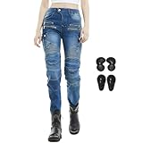 [RENHE] ライディングパンツ 冬用 レディース バイクパンツ 防寒 ライダースパンツ 裏ボア バイクズボン 冬 ストレート バイク用レディースパンツ ブルー 2XSサイズ