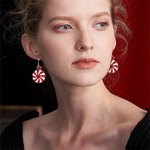 ONLYJUMP Red Green Christmas Dangle Earrings for Women Cute Long Chain Bow Knot Jingle Bell Christmas Tree Snowflake Dangle Earrings Christmas Holiday Jewelry Gift3