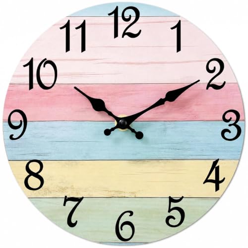 CHYLIN Wall Clock Silent Non Ticking Battery Operated Pink Green Colorful