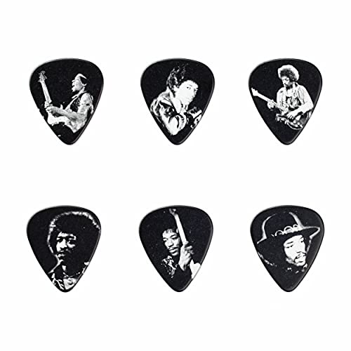 Jim Dunlop Jhpt06M Jimi Hendrix Silver Portrait Series Pick Tin, Assorted, Medium, 12 Picks/Tin #TOP1