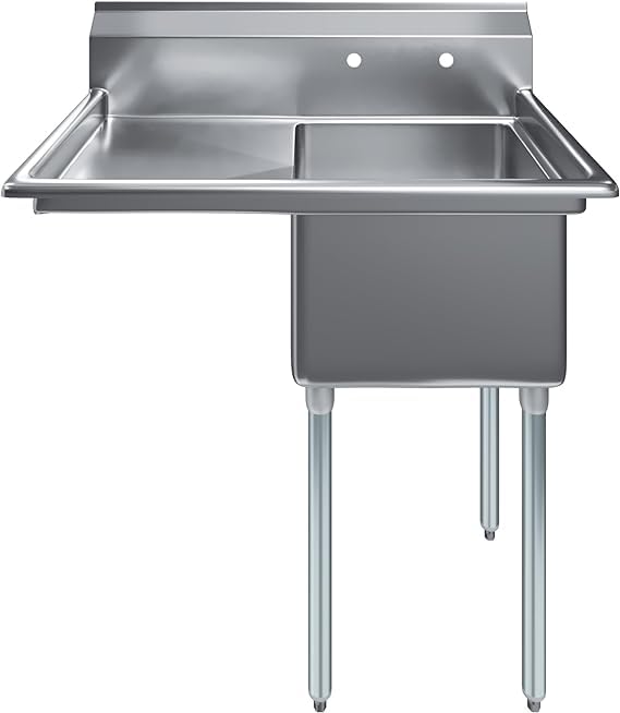 Express KitchQuip Stainless Steel Prep & Utility Sink | 304 Stainless Steel | Restaurant, Kitchen, Laundry, Garage | NSF Certified | (23” x 39” | One Bowl | Left Drainboard |)