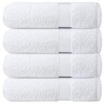 Infinitee Xclusives Luxury 100% Ring-Spun Cotton White Bath Towels Set of 4 (27x54 inches) – Soft, Absorbent & Quick-Drying Towels for Bathroom, Gym, Spa & Hotel Use (Brilliant White, Bath Towels)