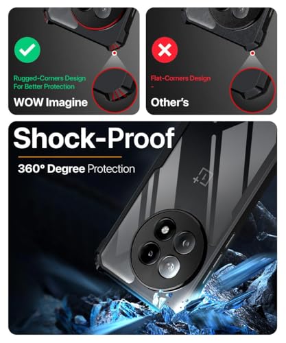 Image of WOW IMAGINE Shock Proof Clear Protective Back Case for 1+ OnePlus 13R 5G - AirEDGE Technology | 360 Degree Camera Protection | Transparent Hybrid Back Case Mobile Cover - Black