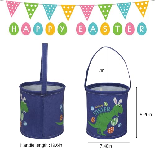 Image of Essme Kids Easter Dinosaur Basket - Empty Dinosaur Decor Easter Gift for Girls and Boys
