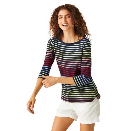 Regatta Bayletta Lightweight Cotton Blend Women's T-Shirt, Navy Blue/Multi, 4