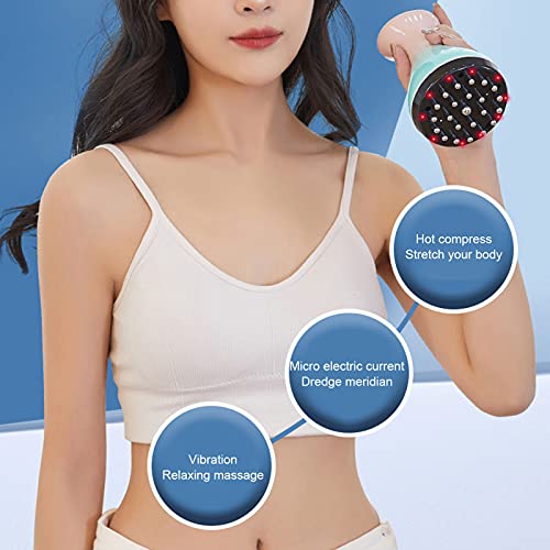 Electric Heating Acupuncture Massage Brush Cellulite Massager, Home Use Heating Vibration Micro-Current Meridian Brush For Head Massage, Fatigue Relieve #TOP2