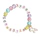 NOPKESV 1 Stück Große Schwester Armband Geschenk zur Geburt, Kinderarmband, Elastisches Perlenarmband (Bunt)