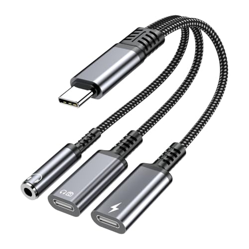 Image of ZORBES USB-C to 3.5mm Headphone Charger Adapter, 3 in 1 Dual Type C Aux Splitter Charger Headphone Jack Dongle Cord Compatible for iPhone 15 /16 Pro /Max /Plus, for iPad, for Samsung Galaxy S23 /S24Ultra