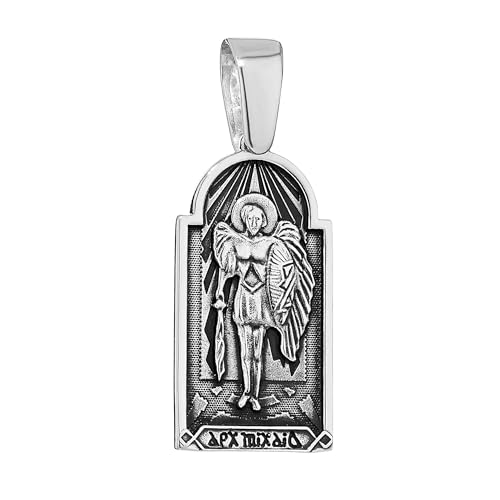 Pendentif icône de Mihael argent 925 ciselé avec détails exquis