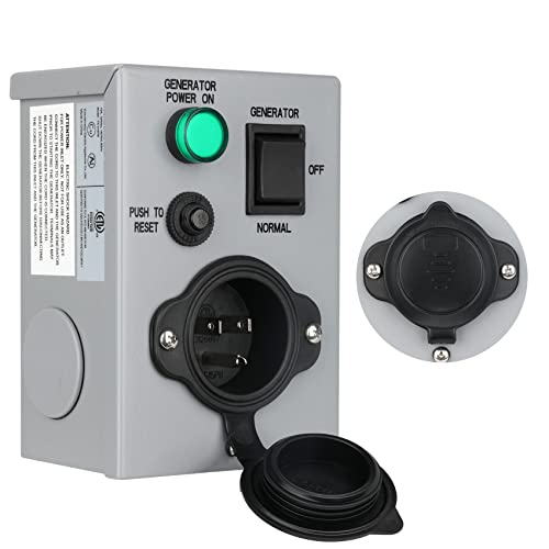 Sprance 15 Amp Generator Transfer Switches, Ul/Etl Listed Generator Manual Transfer Switch With Circuit Breaker- Prewired #TOP18