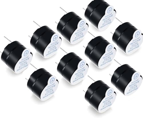 VISSQH 10 pcs electrónico Zumbador,5V zumbadores Activos,DC Zumbador Piezoeléctrico Alarma electrónica Bip Continua Larga(Negro)