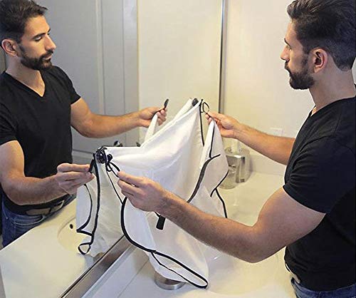 Beard Bib Beard Apron for Men Trimming and Shaving, Grooming Cape Apron Catcher,Non-Stick Beard Cape Grooming Cloth, Waterproof, with 2 Suction Cups, Best Gifts for Men - White