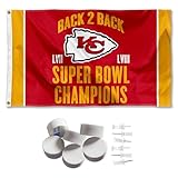 Kansas City Chiefs Back to Back to Back Super Bowl Champions Bannière et Tapisserie