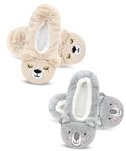 Image of DICUIRD Women's Animal Gripper Slipper Socks, Soft Sole Fuzzy Indoor House Socks