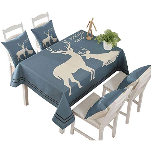 Nappe rectangulaire imperméable coton et lin 140x200cm pour table sans taches - 2