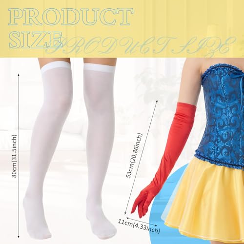 Shyyween Halloween Adult Princess Costume Set Include Corset Tiara Puffy Mini Skirt Long Satin Gloves Knee High Socks(Blue Yellow,Medium) by Shyyween - Image 3