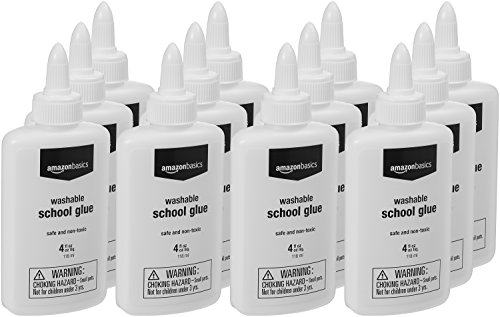 Amazon Basics All Purpose Washable School Liquid Glue - Great for Making Slime, 4 oz Bottle, 12-Pack