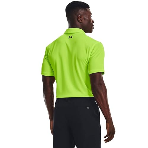 Under Armour Men's Tech Golf Polo, (369) Lime Surge / / Black, Small Tall 2