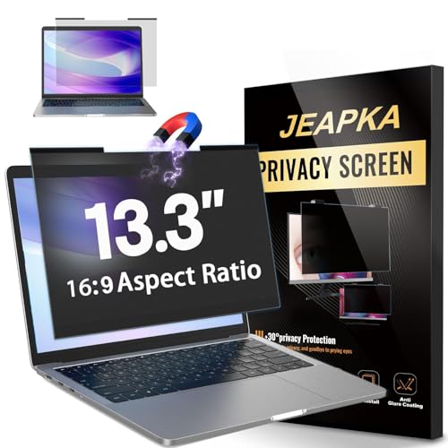 Image of Magnetic Laptop Privacy Screen Filter 13.3 inch for 16:9 Widescreen Computer Monitor, Removable Anti Blue Light Privacy Shield, Anti-Glare Protector