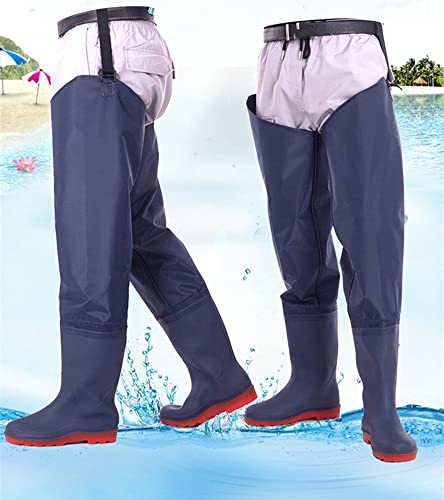 Vgagv Bootfoot Lightweight Hip Waders 2-Ply Nylon Pvc Waterproof Neoprene Cleated Sole Thigh Wader Fishing Hunting,Blue,43# #TOP3