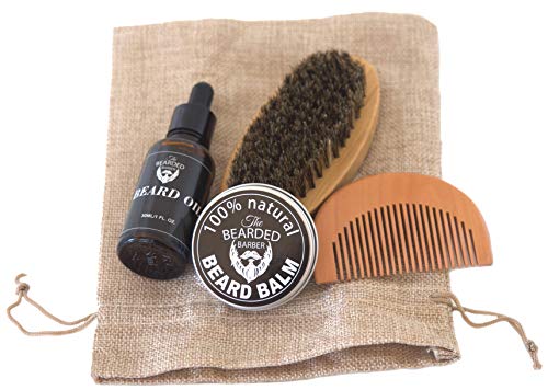 The Essential Beard Oil and Balm for Men - Includes Beard Oil Leave-in Conditioner and Beard & Moustache Balm,Beard Brush and Bamboo Comb