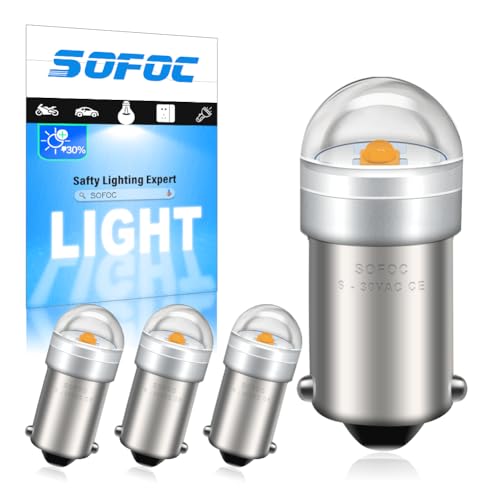SOFOC BA9S LED Bulb 6V 12V 24V 6-30V AC/DC 3000K Warm White BA9 T4W 233 53 Bulbs For Car Dome Light Trunk Light License Plate Light .etc 4Pcs