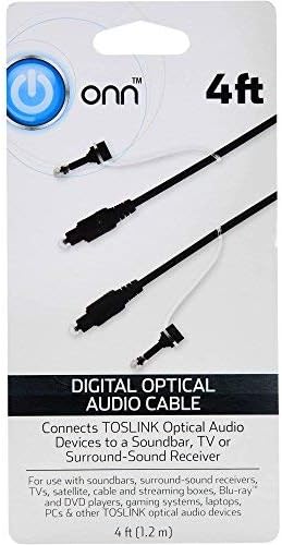 ONN ONA17AV009 Digital Optical Audio Cable, 4'