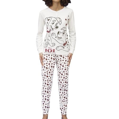 Pigiama da Donna La Carica dei 101, Set di 2 Pezzi, Maglia a Maniche Lunghe e Pantaloni con Stampa, in 100% Caldo Cotone Interlock (1796) (IT, Testo, M, Regular, Regular)