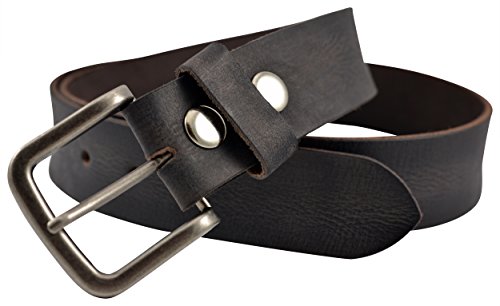 Vintage Full Grain Buffalo Solid Leather Belt - Black - TBS4010-0012