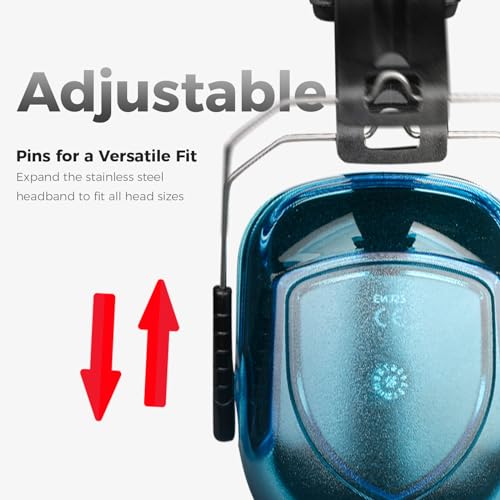 Image of ProCase NRR 28dB Noise Reduction Ear Muffs, Foldable Adjustable Passive Noise Cancelling Headphones for Adults Kids Autism, Hearing Protection for Shooting, Construction, Mowing -Crystalblue