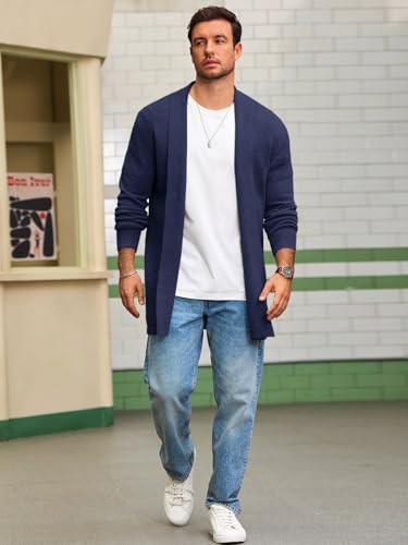 Runcati Mens Cardigan Sweater Casual Ruffle Shawl Collar Open Front Cardigan Knit Drape Cape Winter Sweaters4