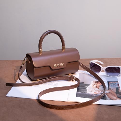 Image of Milan Chiva Top Handle Bag for Women Mini Barrel Crossbody Handbag with Adjustable Strap Elegant Small Purses | Small
