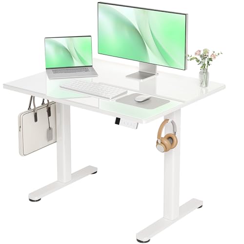 Claiks Höhenverstellbarer Schreibtisch mit Glasplatte 100 * 60cm...