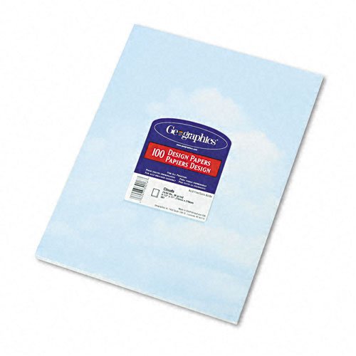 Geographics® Design Paper, 24 lbs, Clouds, 8-1/2 x 11, Blue/White, 100/Pack, Sold as 1 Package