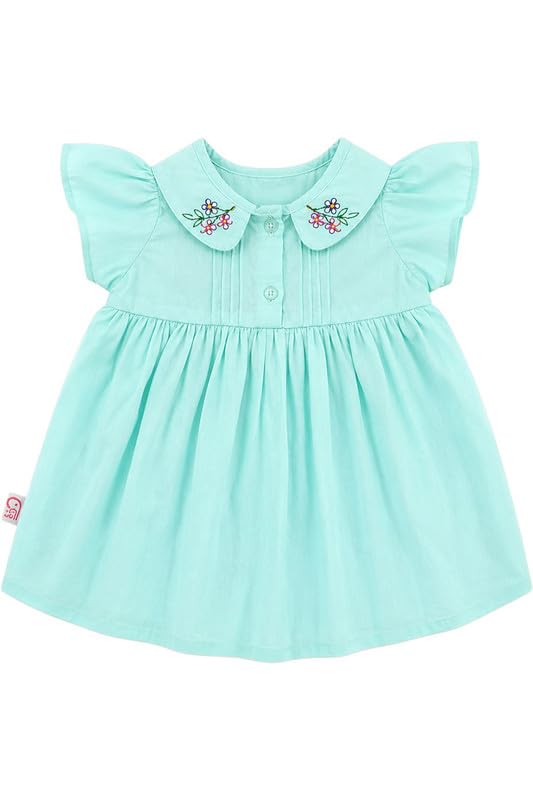 Newborn Baby Girl Cotton Frock 0-6 Months Embroidered Collar and Short Puff Sleeve Cotton Frock for New Born Baby Girl Clothing-image-48