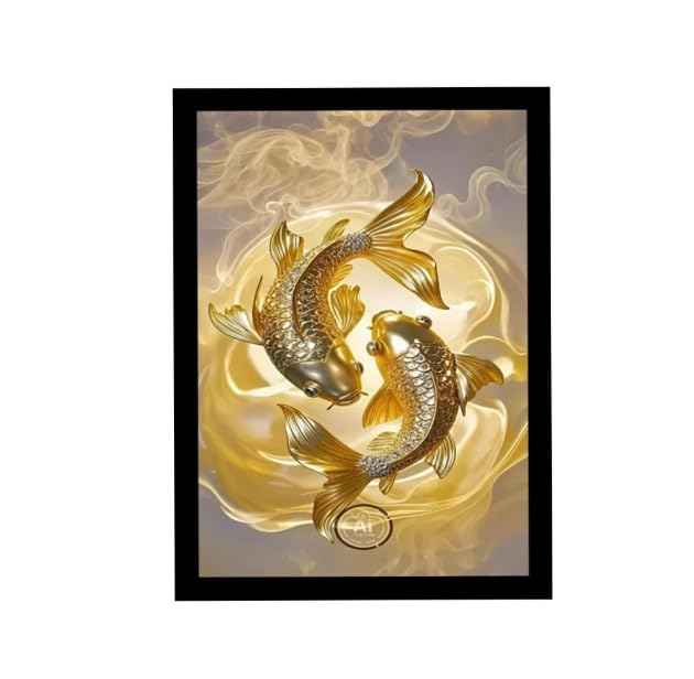 Social Point Golden Fish Framed Wall Art, Photo Frame, Black Frame